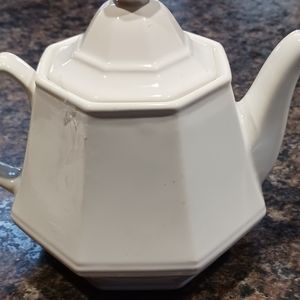 Vintage Octagon Shape white teapot. Rare find.